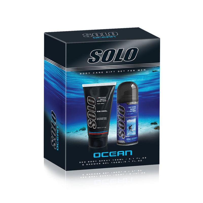Solo Ocean Deo Body Spray 150ml Shower Gel Body Care 150ml Gift Pack Set For Men