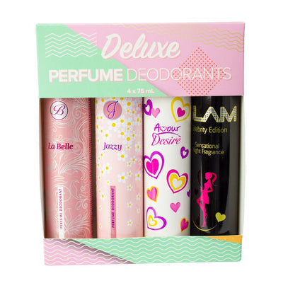 Desire Deluxe Perfumed Deodorant Spray Gift Set 4 x 75ml Set 2 Green