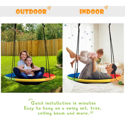 100cm Kids Flying Saucer Tree Swing Outdoor Round Swing Hammock Chair Yard Play Payday Deals