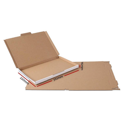100x Mailing Box Super Flat Rigid Envelope Mailer Diecut A4 310x220x16mm