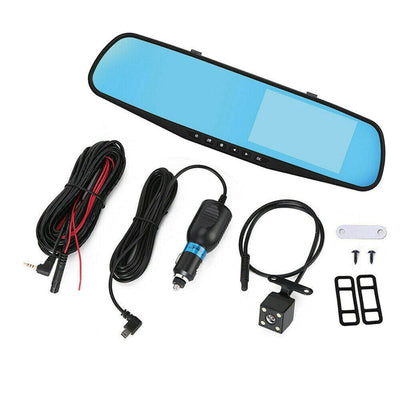 1080P Rear View Reversing Mirror 4.3'' Front And Rear DVR Car Dash Camera Dual Lens Payday Deals