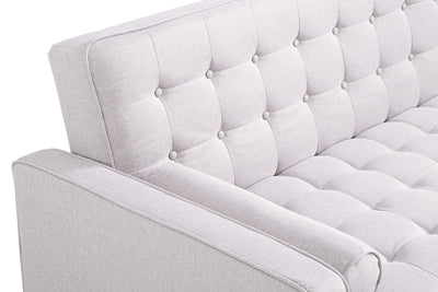 Sofa Bed 3 Seater Button Tufted Lounge Set for Living Room Couch in Fabric Beige Colour - Payday Deals