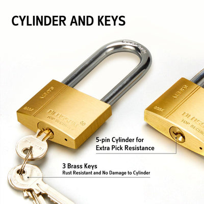 BLOSSOM PADLOCK BRASS HEAVY DUTY 40MM LONG SHACKLE - Payday Deals