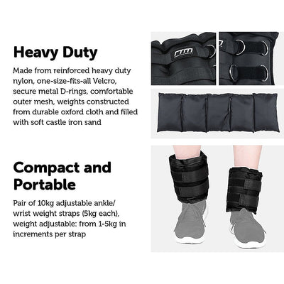10kg Adjustable Ankle/Wrist Weight Straps Payday Deals