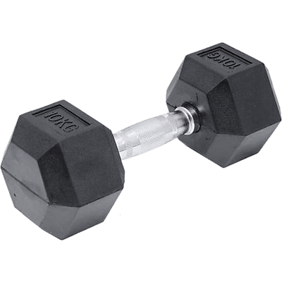 10KG Commercial Rubber Hex Dumbbell Gym Weight Payday Deals