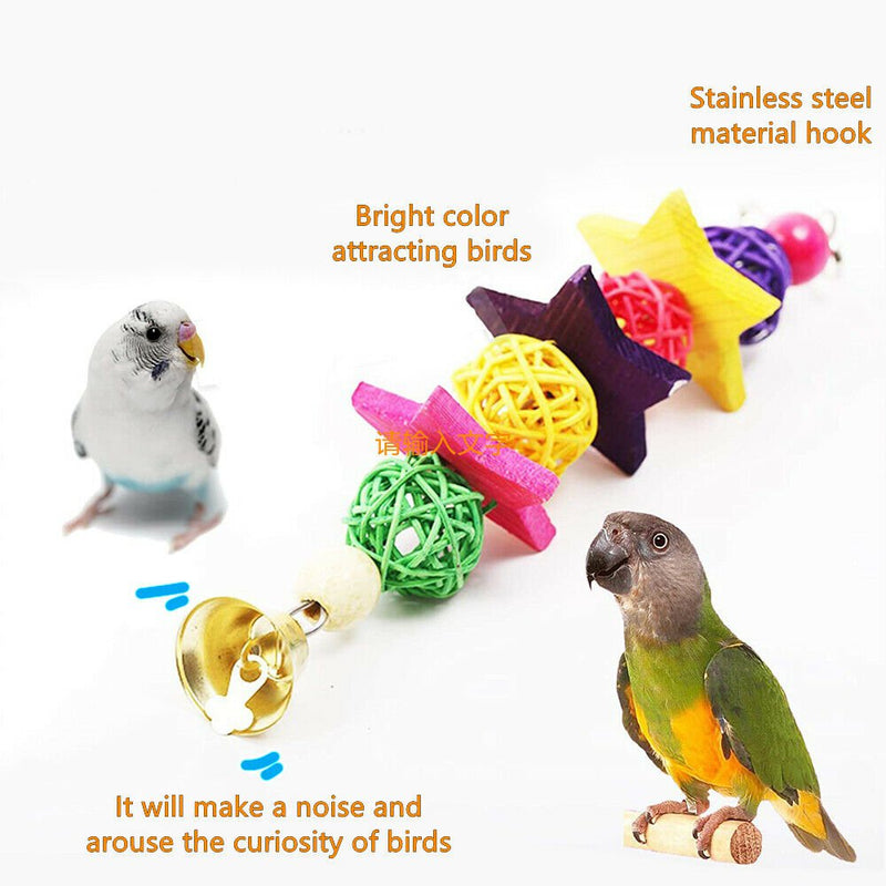 10PCS Bird Toys Parrot Swing Chewing Hanging Cockatiel Cage Toy Set with Bell Payday Deals
