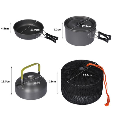 10Pcs Camping Cookware Set Outdoor Hiking Cooking Bowl Pot Pan Portable Picnic Payday Deals