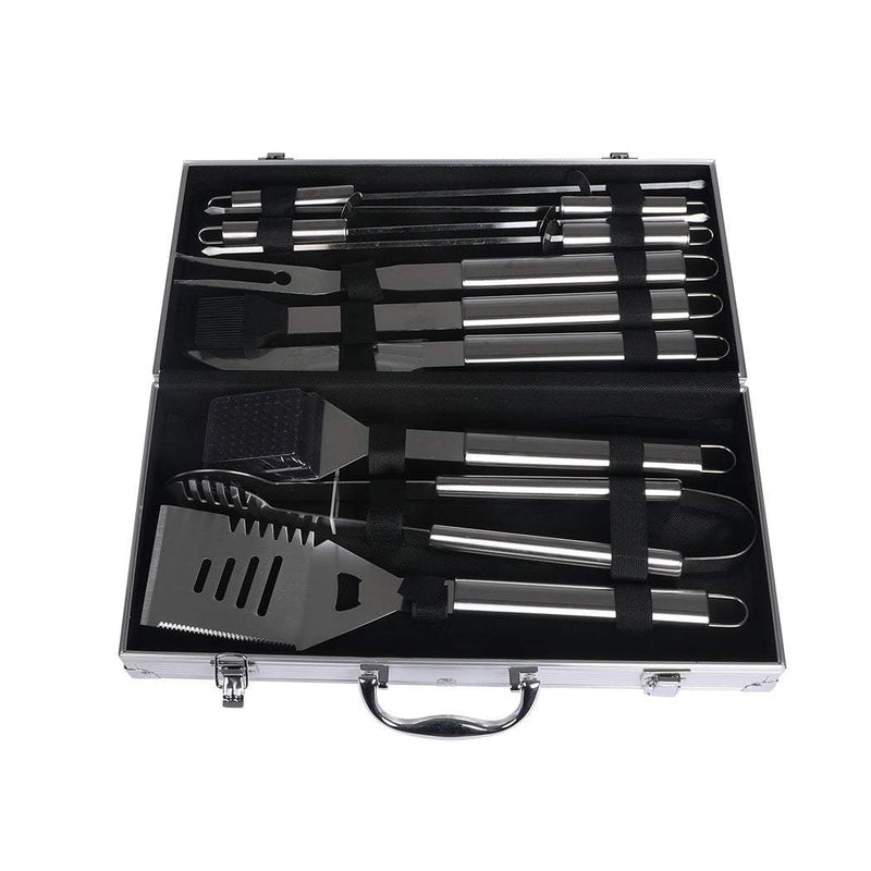10Pcs Stainless Steel BBQ Tool Set Outdoor Barbecue Utensil Aluminium Grill Cook Payday Deals