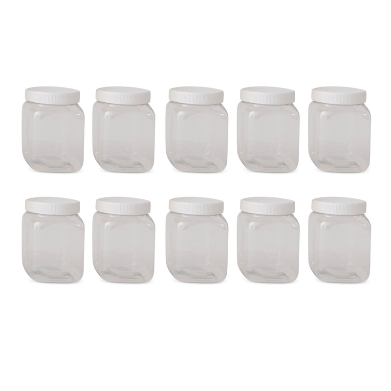 10x 250g Plastic Honey Jars + Lids - Square Clear Food Grade Packaging Containers Payday Deals