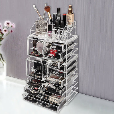 11 Drawers Clear Acrylic Tower Organiser Cosmetic jewellery Luxury Storage Cabinet