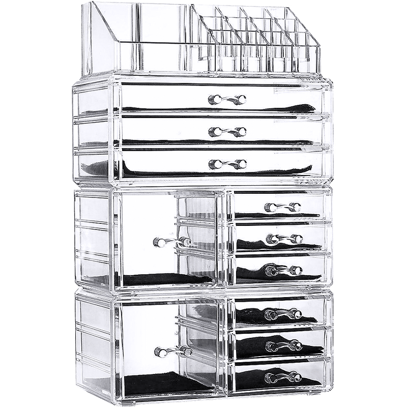 11 Drawers Clear Acrylic Tower Organiser Cosmetic jewellery Luxury Storage Cabinet Payday Deals
