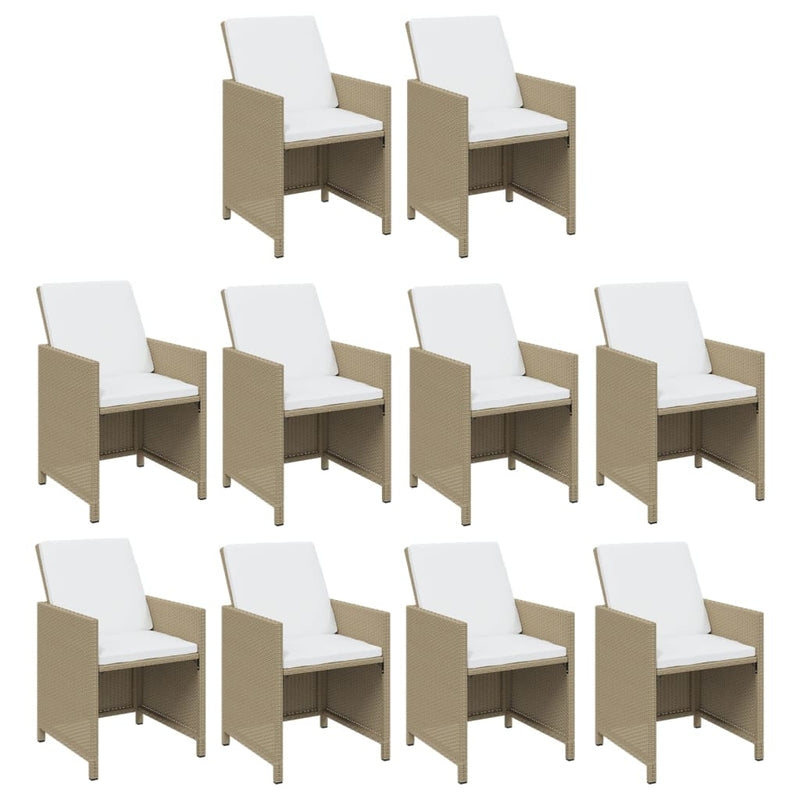 11 Piece Garden Dining Set with Cushions Poly Rattan Beige Payday Deals