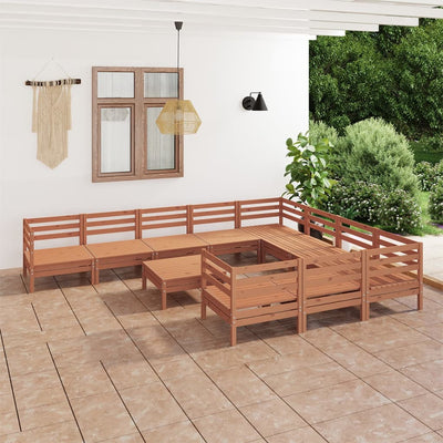 11 Piece Garden Lounge Set Honey Brown Solid Pinewood Payday Deals