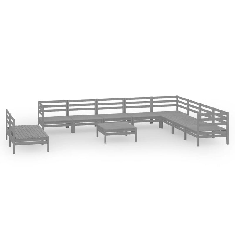 11 Piece Garden Lounge Set Solid Pinewood Grey Payday Deals