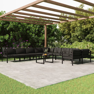 11 Piece Garden Lounge Set with Cushions Aluminium Anthracite Payday Deals