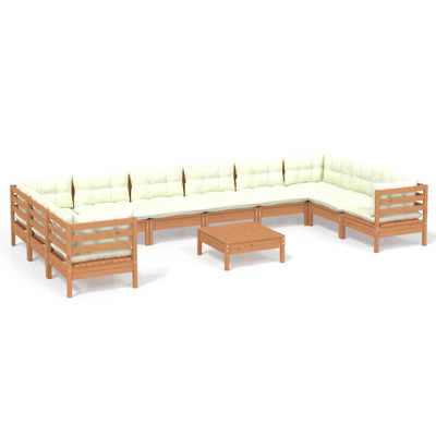 11 Piece Garden Lounge Set with Cushions Honey Brown Pinewood Payday Deals