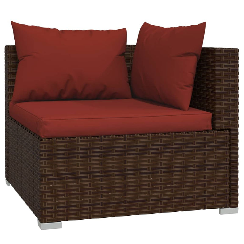 11 Piece Garden Lounge Set with Cushions Poly Rattan Brown Payday Deals