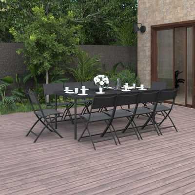 11 Piece Outdoor Dining Set Steel Payday Deals