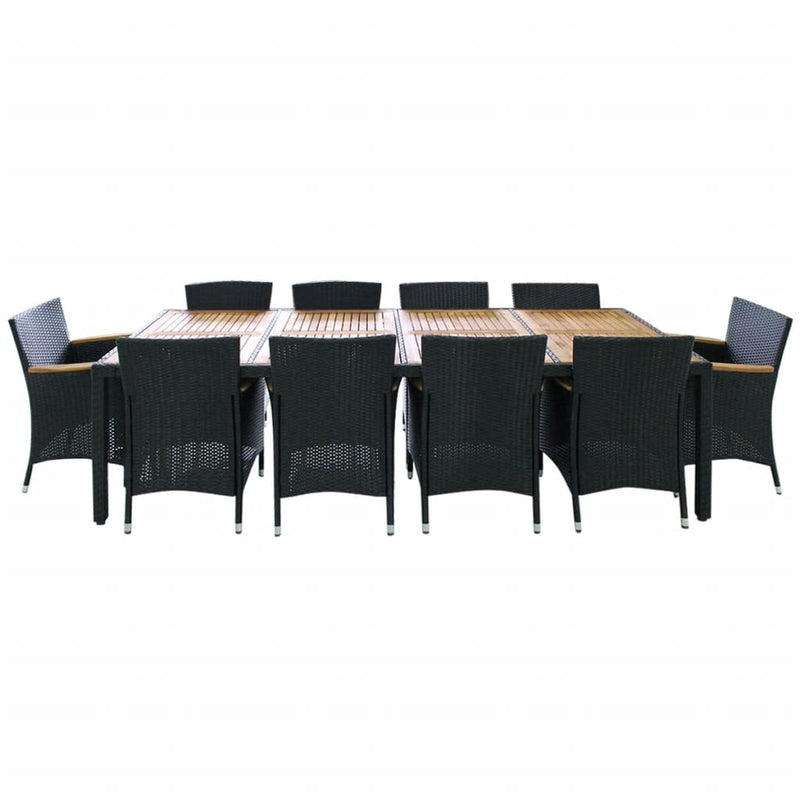 11 Piece Outdoor Dining Set with Cushions Poly Rattan Black Payday Deals