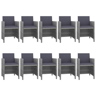 11 Piece Outdoor Dining Set with Cushions Poly Rattan Grey Payday Deals