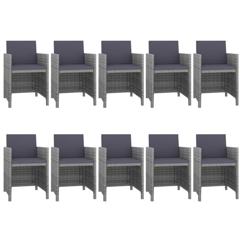 11 Piece Outdoor Dining Set with Cushions Poly Rattan Grey Payday Deals