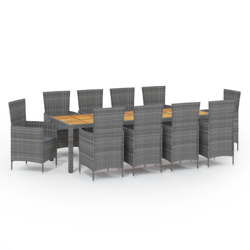 11 Piece Outdoor Dining Set with Cushions Poly Rattan Grey Payday Deals