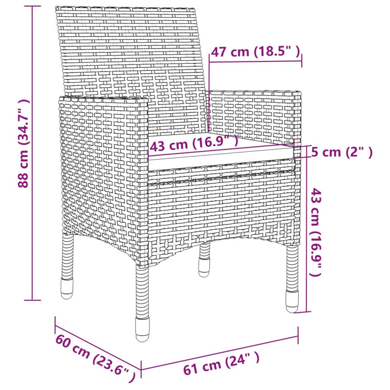 11 Piece Outdoor Dining Set with Cushions Poly Rattan Grey Payday Deals