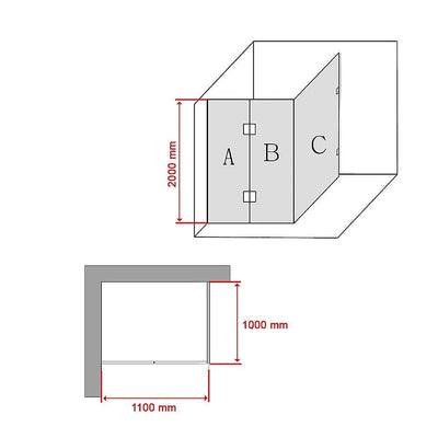 1100 x 1000mm Frameless 10mm Glass Shower Screen By Della Francesca Payday Deals