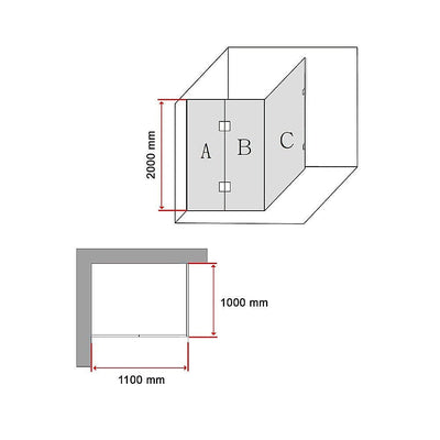 1100 x 1000mm Frameless 10mm Glass Shower Screen By Della Francesca Payday Deals