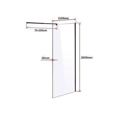 1100 x 2000mm Frameless 10mm Safety Glass Shower Screen Payday Deals