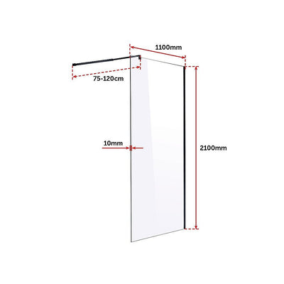 1100 x 2100mm Frameless 10mm Safety Glass Shower Screen Payday Deals