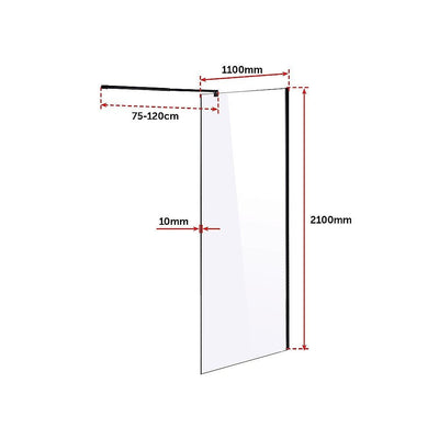 1100 x 2100mm Frameless 10mm Safety Glass Shower Screen Payday Deals