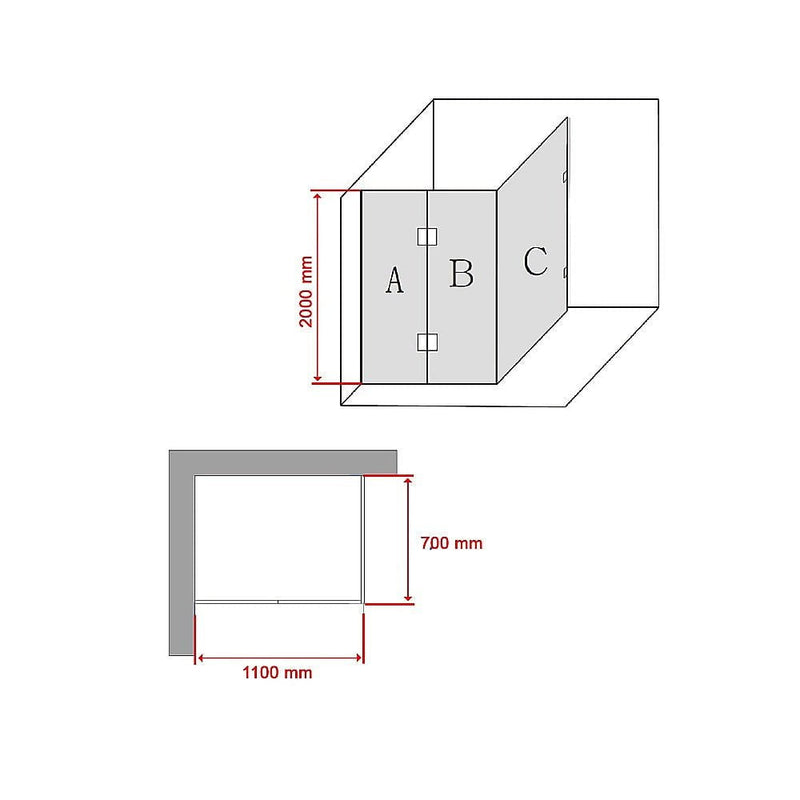 1100 x 700mm Frameless 10mm Glass Shower Screen By Della Francesca Payday Deals