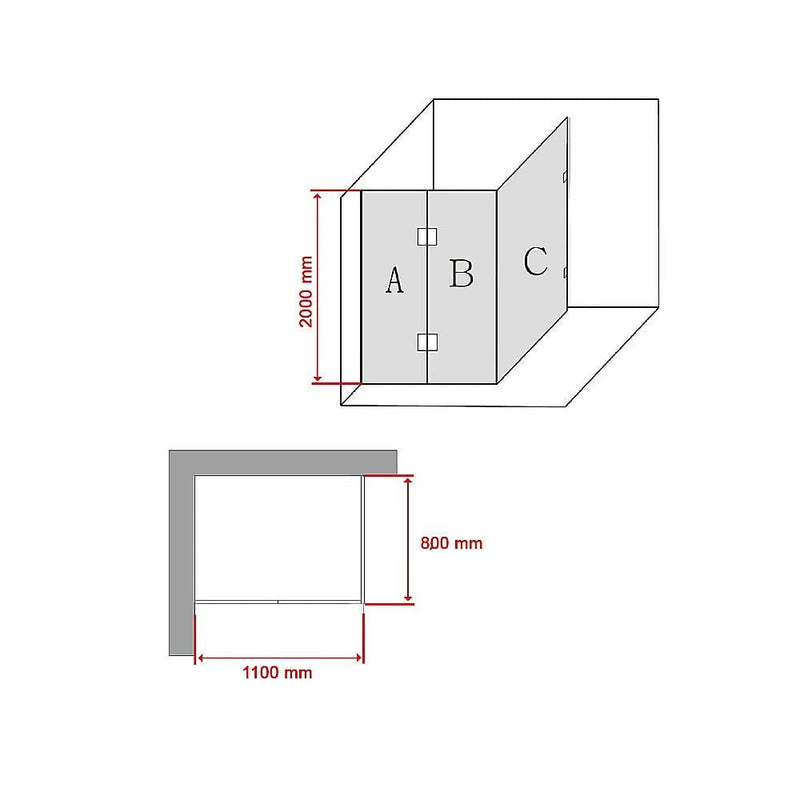 1100 x 800mm Frameless 10mm Glass Shower Screen By Della Francesca Payday Deals