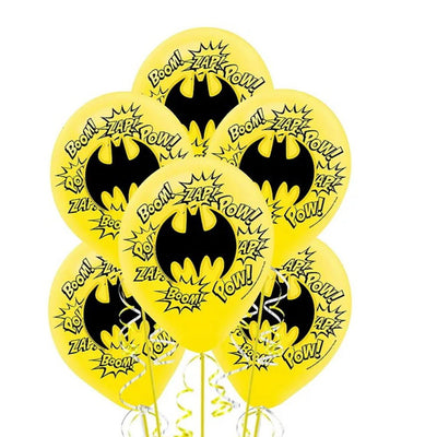 Batman Heroes Unite Latex Balloons Paper Adhesive Add-Ons 6 Pack