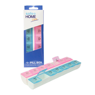 Safe Home Care Pill Box Organiser 7 Day AM PM 19 x 6.5 x 2.5cm