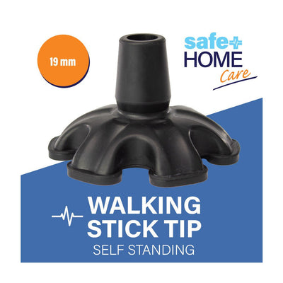 Safe Home Care Self Standing Walking Stick Tip Flexible Cane Rubber Walk 19mm