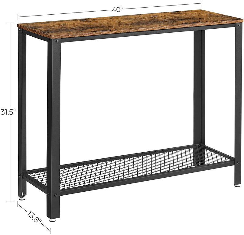 Console Table Metal Frame, Rustic Brown