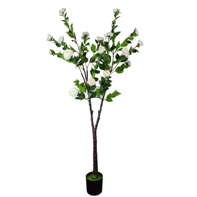 Flowering Natural White Artificial Camellia Tree 180cm - Payday Deals