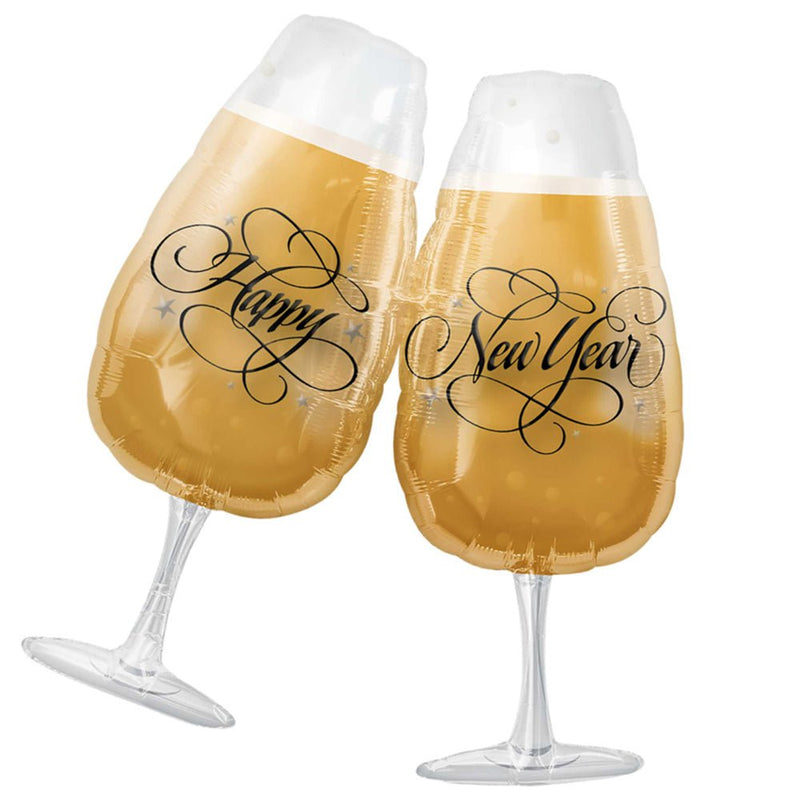 Happy New Years Toasting Glasses SuperShape Foil Balloon
