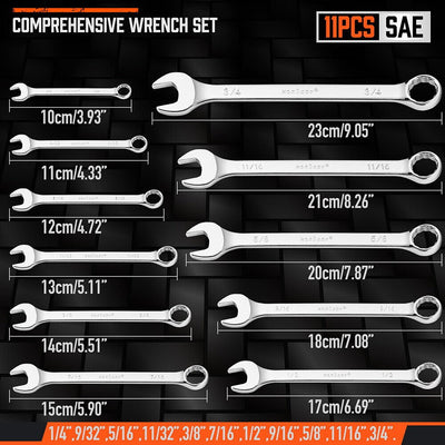 11Pcs Imperial Combination Spanner Ring Open End Ended Combo Wrench 12 Point Payday Deals