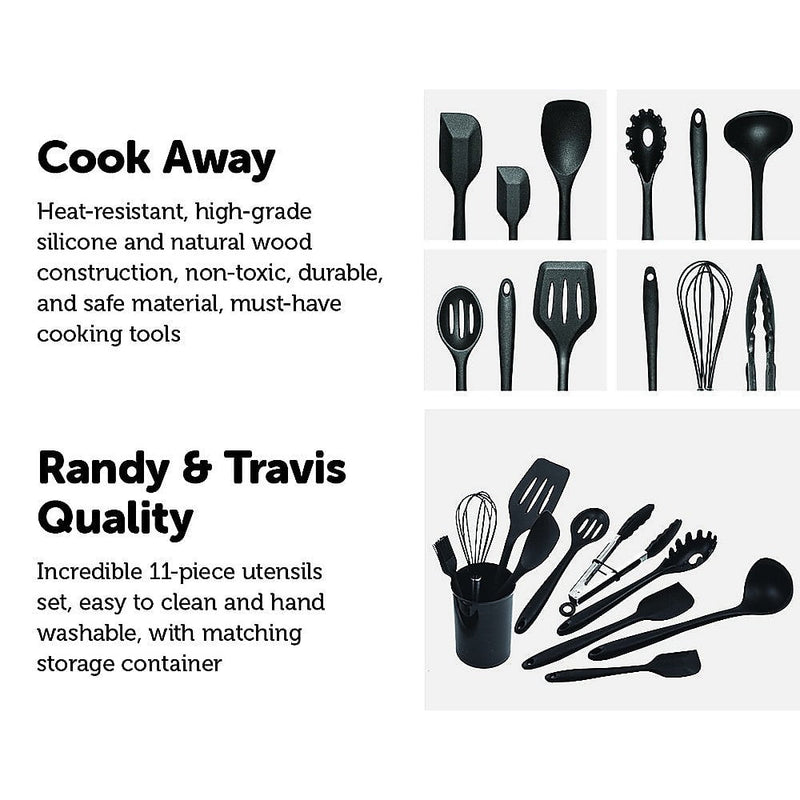 11pcs Kitchen Utensil Set Silicone Heat-Resistant Non-Stick Kitchen Utensils kit Payday Deals