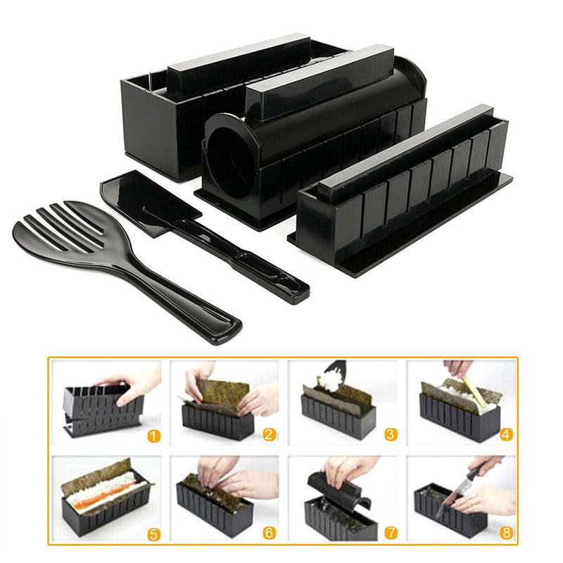 11PCS Sushi Maker Kit Rice Roll Mold Kitchen Gadgets DIY Chef Mould Roller Tool Payday Deals