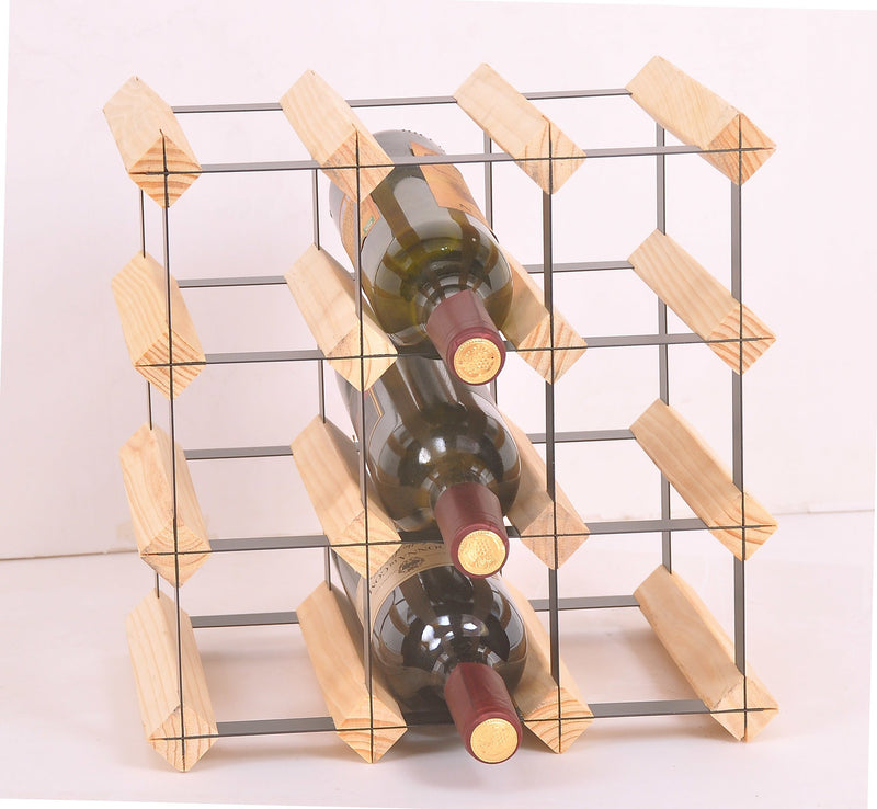 12 Bottle Timber Wine Rack - Complete Wooden Wine Storage System
