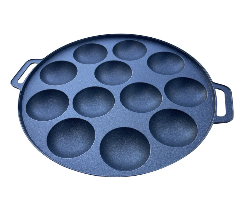 12 Dimple Cast Aluminium Poffertjes Mini Dutch Pancake Cake Pan with Handles Maker Payday Deals