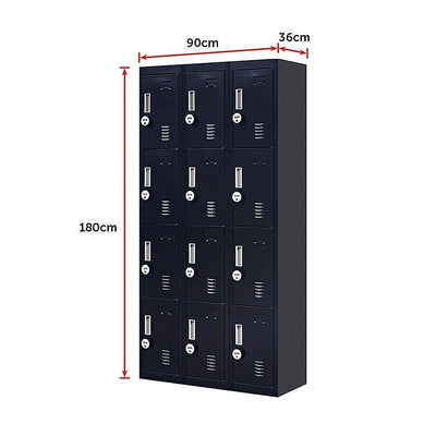 12-Door Locker for Office Gym Shed School Home Storage - 4-Digit Combination Lock Payday Deals