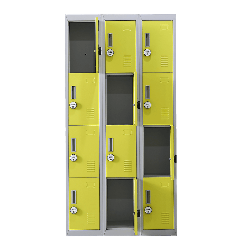 12-Door Locker for Office Gym Shed School Home Storage - 4-Digit Combination Lock Payday Deals