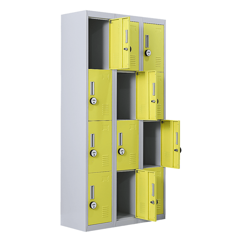 12-Door Locker for Office Gym Shed School Home Storage - 4-Digit Combination Lock Payday Deals