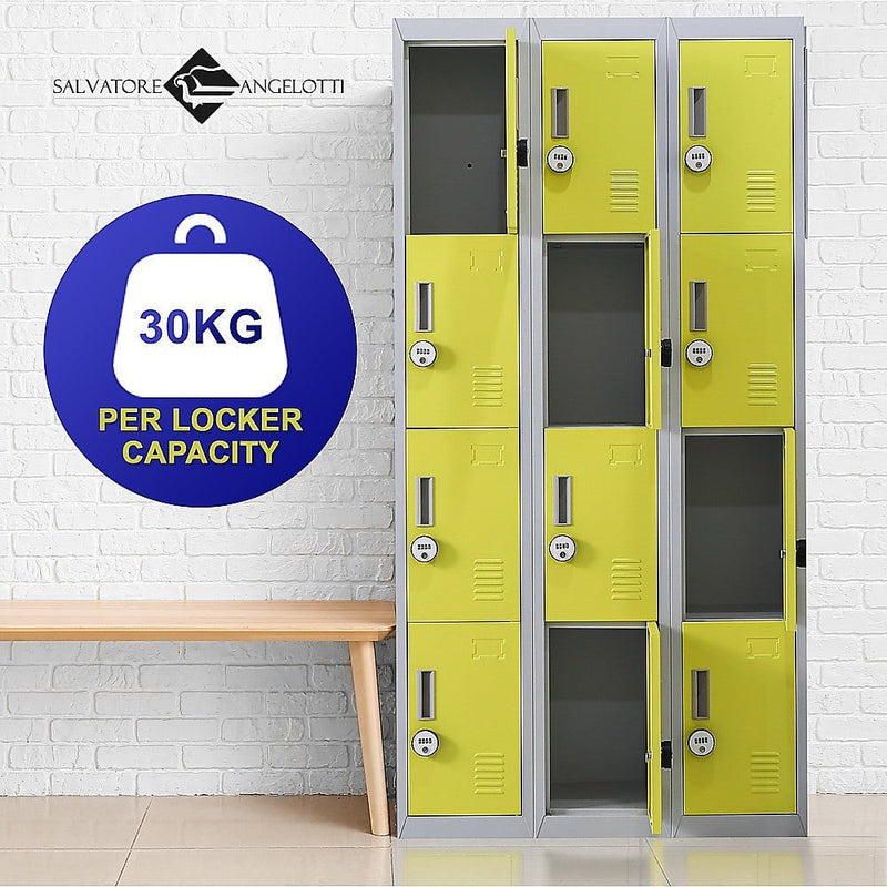 12-Door Locker for Office Gym Shed School Home Storage - 4-Digit Combination Lock Payday Deals