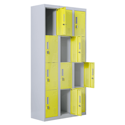 12-Door Locker for Office Gym Shed School Home Storage - Padlock-operated